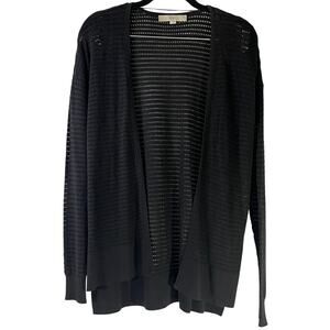 LOFT Black Open Knit Lightweight Open Front Cardigan Size XS